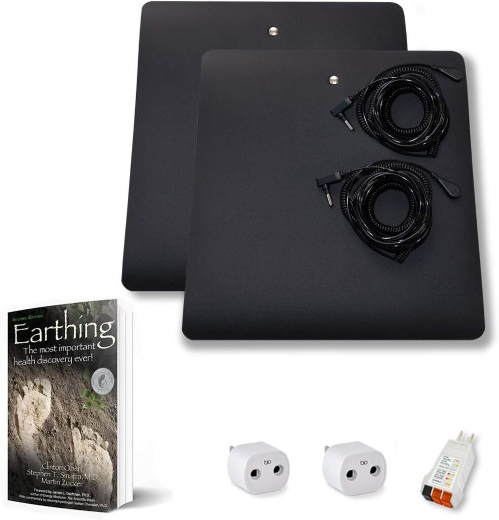 Earthing Chair Mat Kit 2 Pack, Grounding Mat for Chairs, Clint Obers Earthing Products, Black