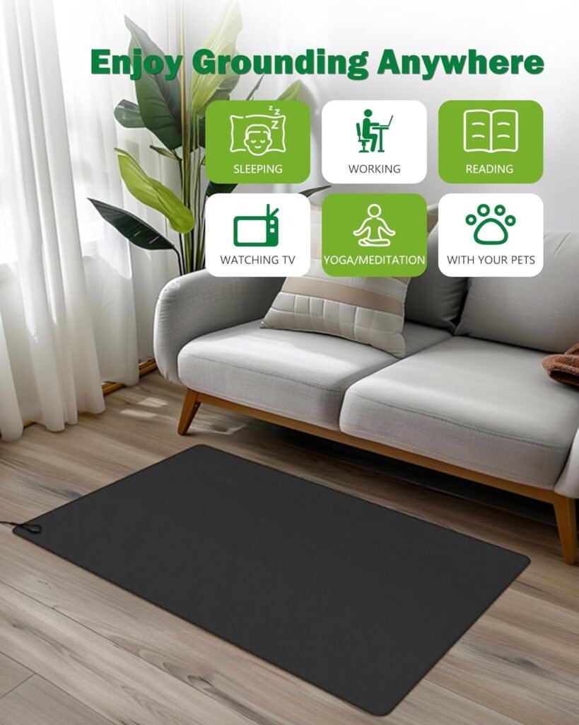 Grounding Mat for Bed, 35.4 x 23.6 Earthing Mat Grounding Pad for Improves Sleep, Enhanced Circulation, Balanced Energy, Reduce Pain and Inflammation