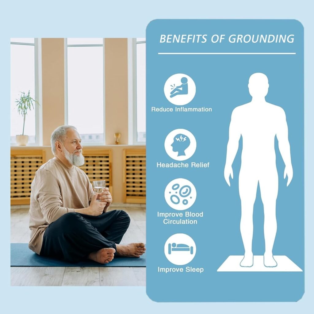 Grounding Mat Kit -Universal Grounding Mat (10 x 26.7) for Healthy Grounding Energy with Grounding Wristband and 15ft Straight Cord,Indoor Grounding for Full Body Balance  Wellness Support