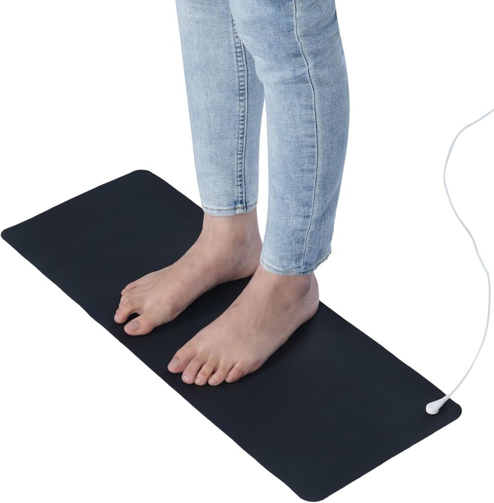 Grounding Mat with 15ft Grounding Cord, Conductive Earth Mat Grounding Pad, Earth Connected Therapy, Universal Grounding Mat for Sleep, Pain, Inflammation, Energy, 10 x 26.7