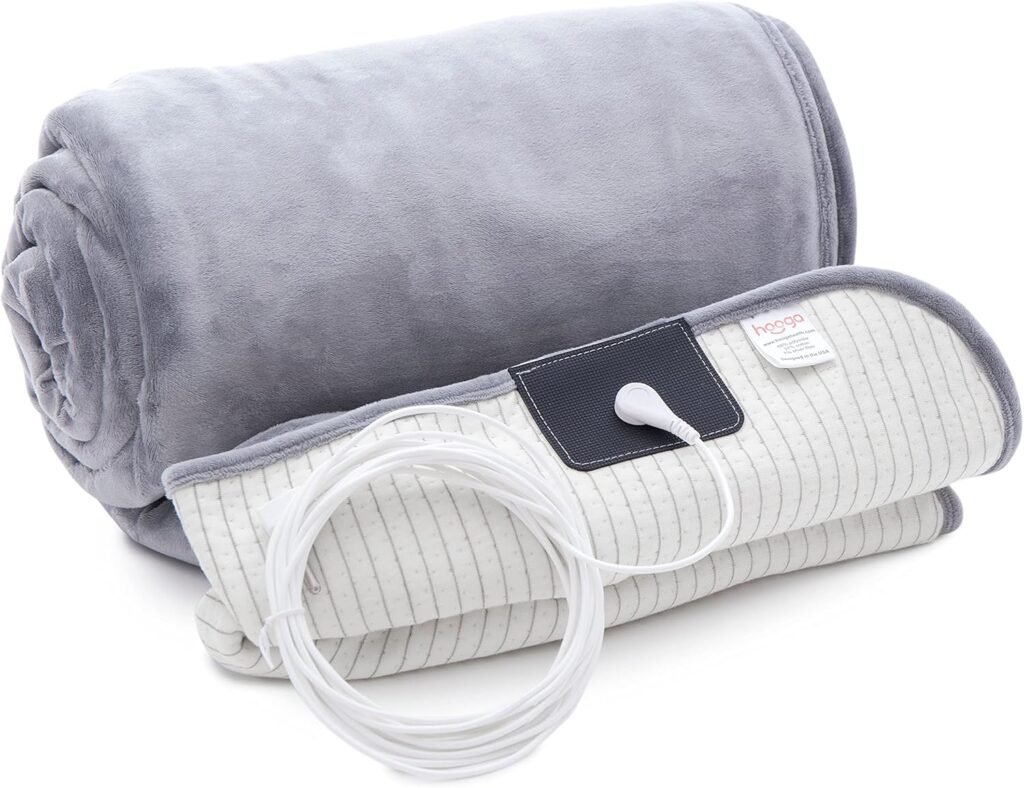 hooga Grounding Blanket for Improved Sleep, Pain Relief, Energy, Inflammation. Grounded Throw, Earth Connected Bedding. Conductive Silver Fiber. Grounding Cord Included. 50x60 Inch Throw.